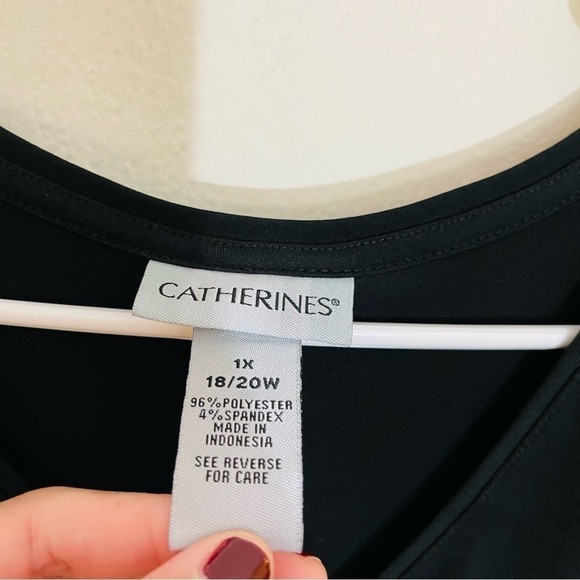 Catherines V-Neck 3/4 Sleeve Asymmetrical Blouse Women Size 1X Color Black - Picture 3 of 9